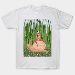 Gardener Girl and Her Snail T-Shirt